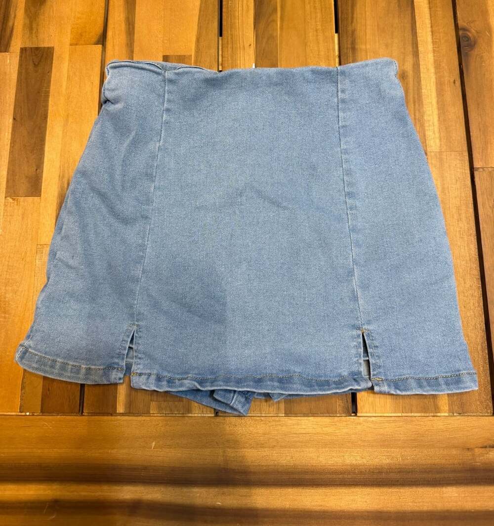Shein Petite Denim Skort Petite Light Blue